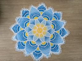 Pareo, yoga mat mandala, loto blue and yellow