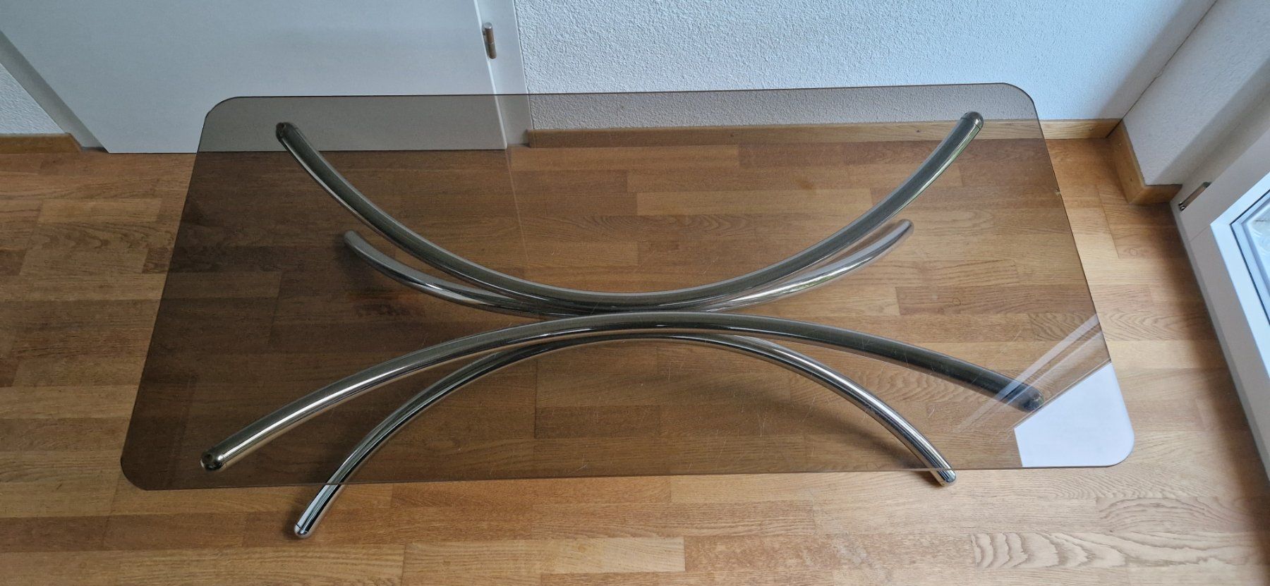 Tavoli: Design Glas-Couchtisch mit Chromgestell – Usato da Spiegel b. Bern venduto da oplo01 3
