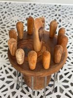 Windrad Gabelhalter aus Olivenholz, 13-teilig, Vintage