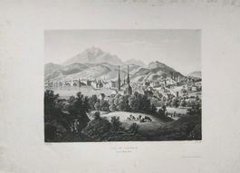 Luzern grosse Aquatinta von Winterlin bei Birmann selten