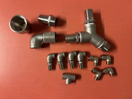 Edelstahl Fitting Set 1 1/4 Zoll 316 V4A diverse TeileTOP