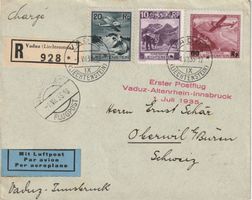 1. Postflug von (Vaduz)- Altenrhein-Innsbruck mit LIC-Franka