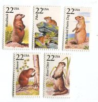 Briefmarken Biber, Fischotter. USA