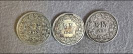 5 Rp. Muenzen Schweiz 1921, 1945, 1946 gute Erhaltung