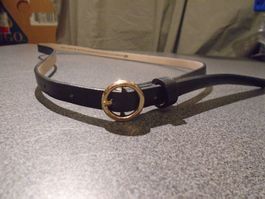Gürtel Grösse S, H&M, schwarz, Schnalle goldfarbig/rund
