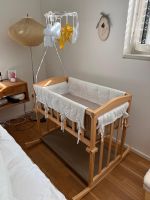 Babybett / Wiege mit Himmel Holz natur guter Zustand