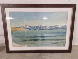Großes Landschaftsbild mit Rahmen – See & Berge (F. Hodler P
