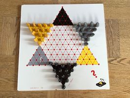 Vintage Spielbrett Halma, signiert Michel Chauvaux, 50/50 cm