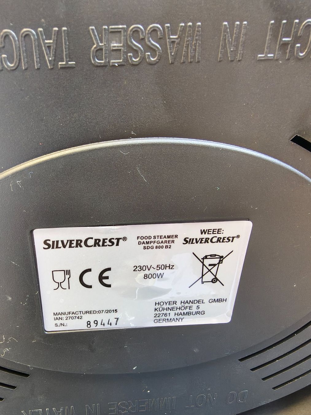 SilverCrest Elettrodomestici da cucina: Silvercrest Dampfgarer SDG 800 B2 – Usato da Ennetbürgen venduto da Benny87 2
