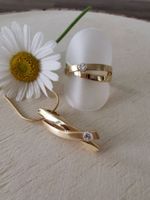 schlichtes 2-teiliges Set - 18Kt. GG mit Zirkonia