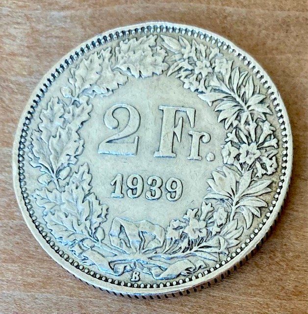 Tutti le monete: 2 Franken 1939  (Silber) – Usato da Dürnten venduto da Scheidegg32
