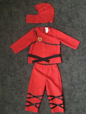 Rotes Ninja Kostüm, Grösse 104, Fasnacht