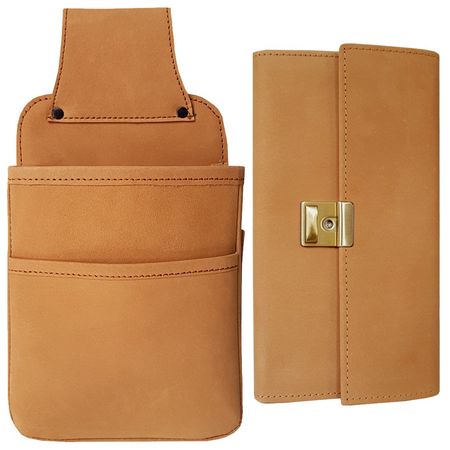 Servierportemonnaie-Set, Rindleder, natur, mit Halfter
