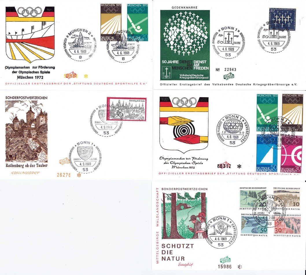 Tutti i francobolli: 17 FDC BRD Jahr 1969 – Usato da Bellach venduto da qsearch 2