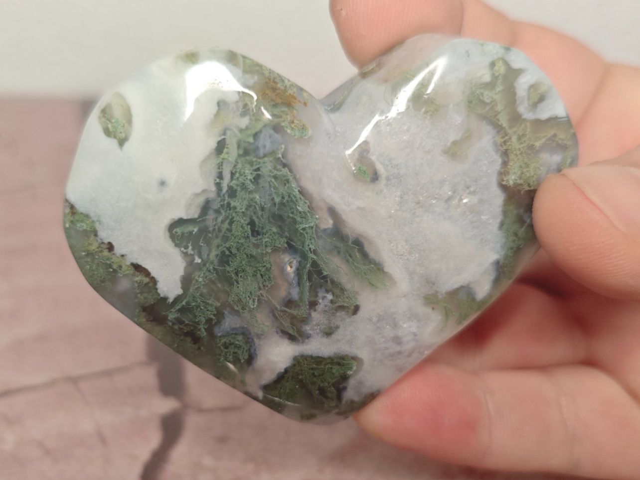 Mineralien & Heilsteine: Moosachat Herz Handschmeichler Heilstein – Neu (gemäss Beschreibung) aus Näfels von Alex_M_K 1