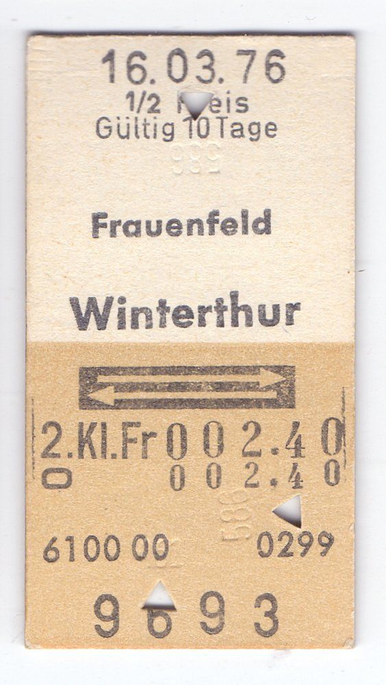 Biglietti: Billette Frauenfeld - Winterthur – Usato da Langenthal venduto da Sammlungs_aus
