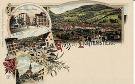 Gruss aus LICHTENSTEIG SG sehr schöne Litho um 1900!