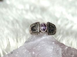 Vintage Silberring 925 mit lila Stein