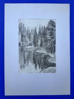 Emil Hungerbühler original Zeichnung Cresta See St. Moritz