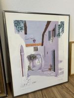 Schönes Bild mit Rahmen, Motiv: Griechische Gasse signiert
