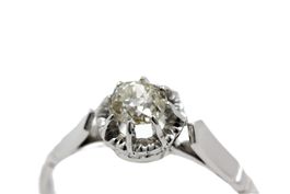 Vintage Solitär Diamant Ring ca. 0.4ct 14K Weissgold *S3089