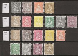Lot Sitzende Helvetia 1862 - 1881, postfrisch ** KP 450.--