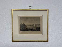 Zürich, Stich, Blick von Enge, historisch,Panorama mit See