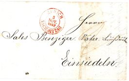 Vorphilabrief Zürich nach Einsiedeln 1849 /Inhalt Papierfab.