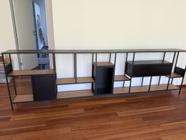 Modern Industrial Sideboard / Console – Black Metal & Wood