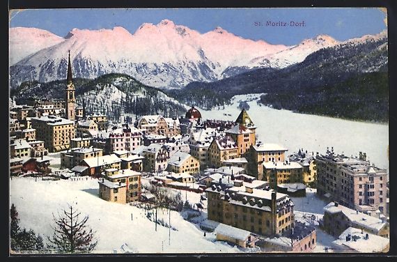 Ansichtskarten: St. Moritz-Dorf, Totale im Winterglanz – Gebraucht aus Berlin von bartko-reher