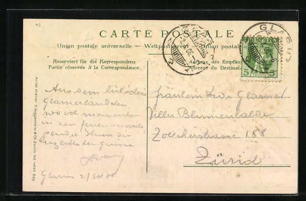 Cartes postales: AK Glarus, Totalansicht, Alpenblumen – D'occasion à Berlin par bartko-reher 1
