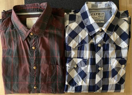 Herren Hemden Esprit Karomuster Slim Fit 2 Stk, Größe S