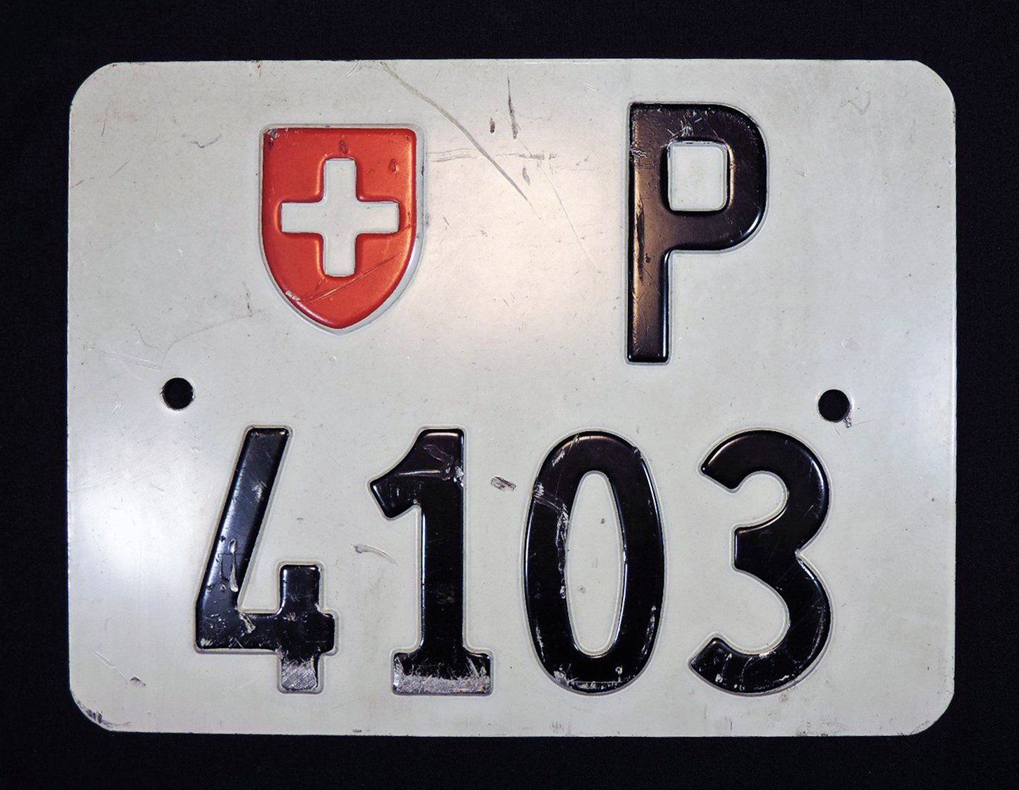Ecriteaux: 4103 Bottmingen, altes Kontrollschild Post, PLZ 4103 – D'occasion à Muttenz par VelonummernMuseum