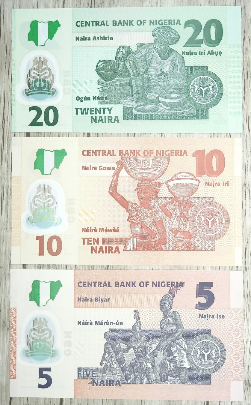 Banconote: Nigeria 5, 10, 20 Naira Polymer UNC _2 – Nuovo (secondo la descrizione) da Cousset venduto da Patricio77 1