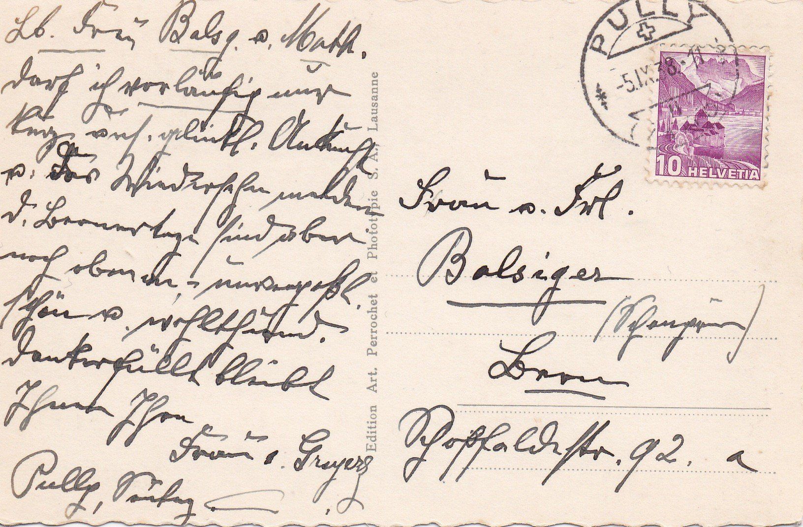 Cartoline postali: AK - Pully - gel. 5.9.1938 – Usato da Fribourg venduto da schnalla92 1