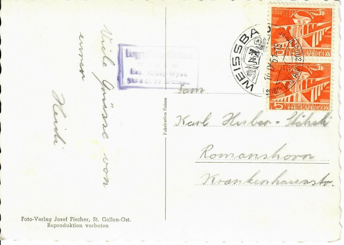 Ansichtskarten: Berggasthaus Staubern 1951 – Gebraucht aus Hochdorf von Ziegel-16 1