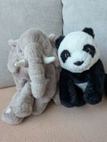Plüschtiere Elefant und Pandabär