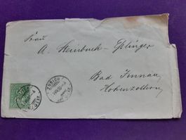 alter Brief von 1880 Zürich -Innau/Hohenzollern, 25Rp