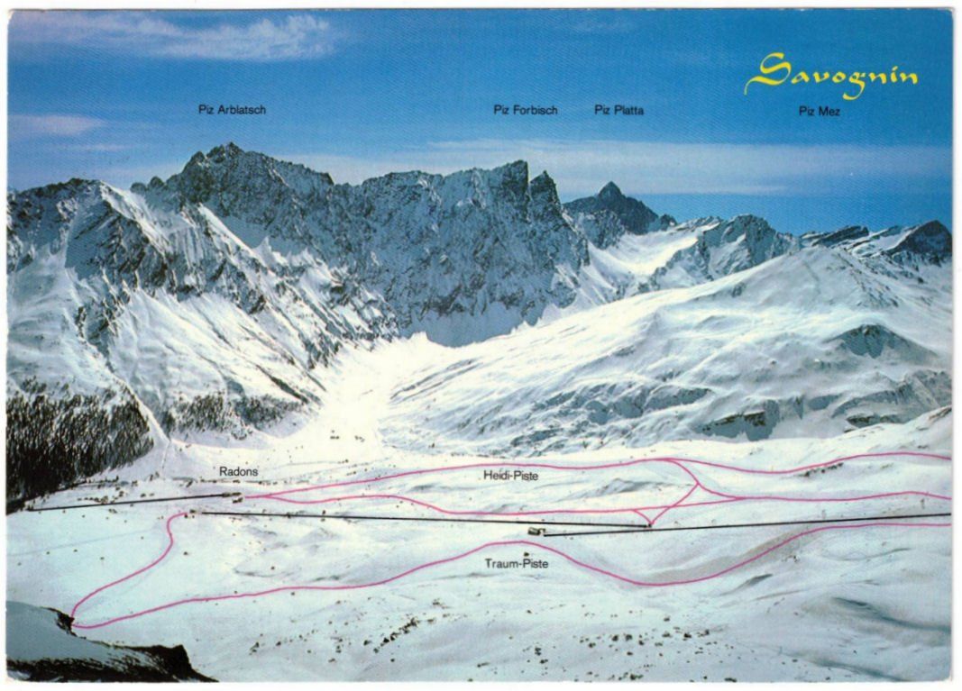 Cartoline postali: Savognin - Skigebiet – Usato da Binningen venduto da Mountainrider