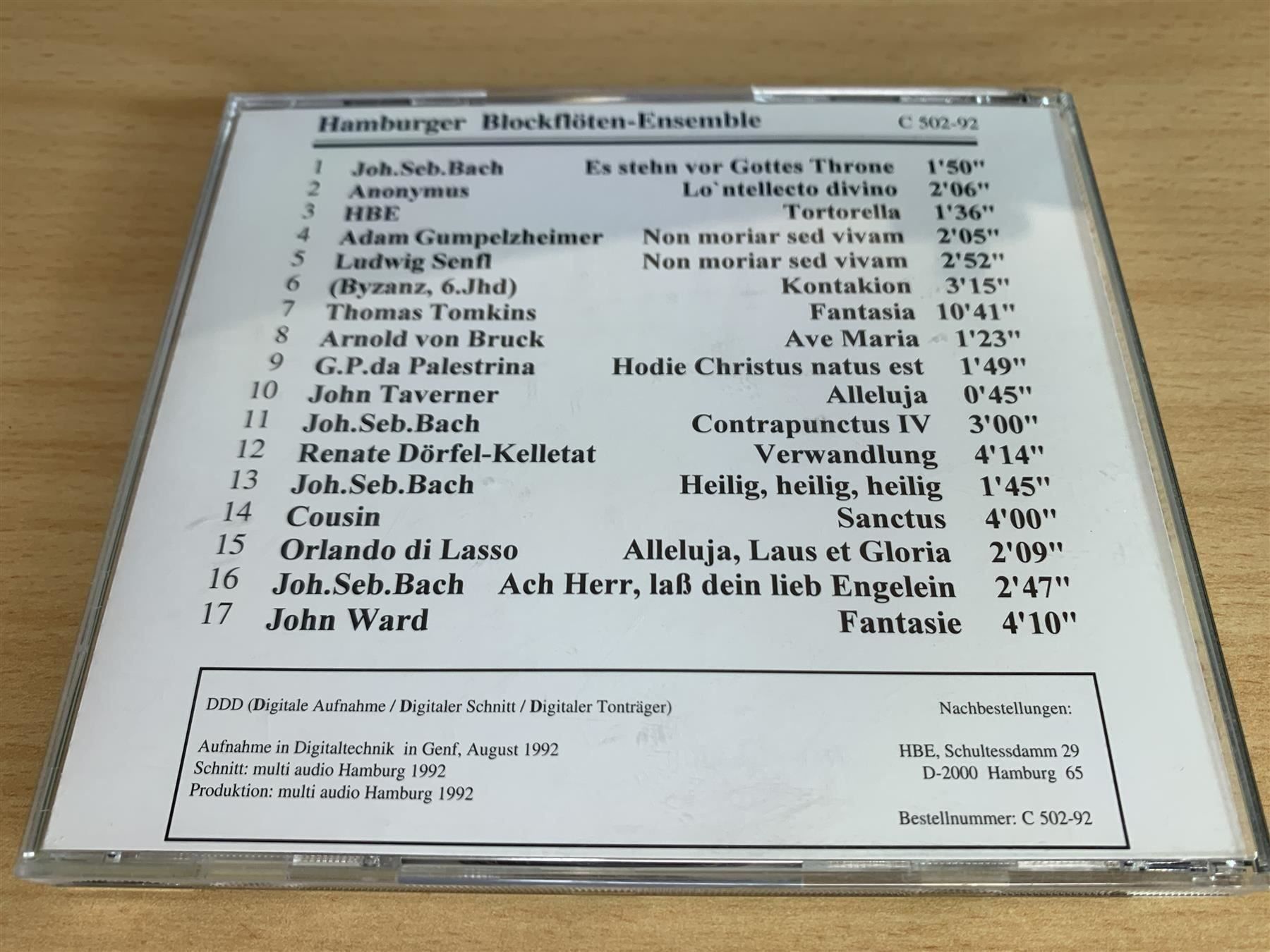 CD: Hamburger Blockflöten-Ensemble - Musica Angelorum – Usato da Rikon im Tösstal venduto da Alpenmutz 1