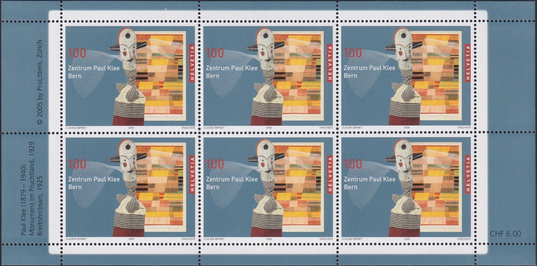 Tutti i francobolli: 2005, Nr.1165 (Paul Klee) Zierbogen postfrisch **. – Usato da Sursee venduto da Luzernerraute