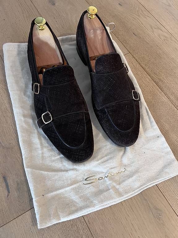 Santoni Scarpe da uomo: Santoni brauner Wildleder Doppelmonk Grösse 10 – Usato da Zürich venduto da mue_nqj5