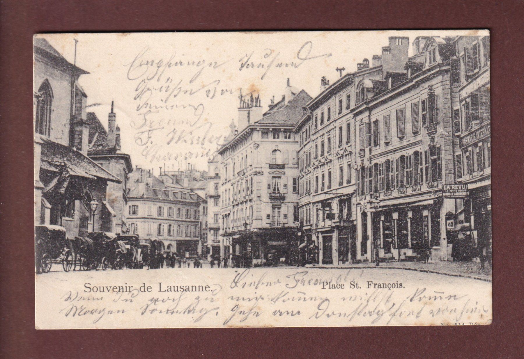 Cartoline postali: LAUSANNE - Place St. François - 1902 – Usato da Pully venduto da nicecards-shop