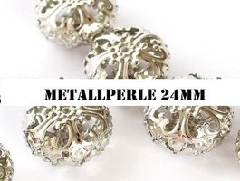 Metallperle 23 x 13mm silberfarbig (2Stk.)