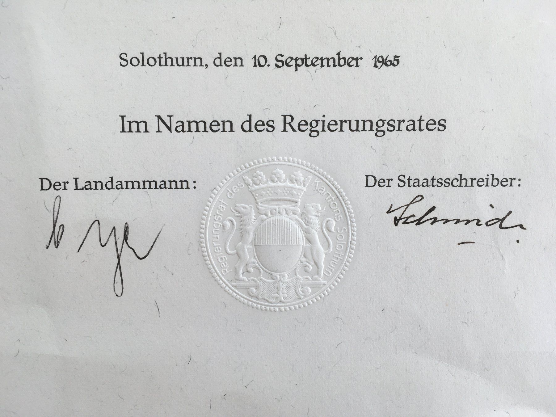 Documenti: Bezirkslehrerpatent des Kantons Solothurn 1965 – Usato da Grenchen venduto da Kogi7 1