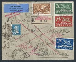 Flugpost Schweiz 1927 Genf Toulouse-Casablanca Genf Luftpost