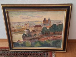 Tableaux aquarelle PASSAU signée Ad.TIÈCHE; Epoque 20