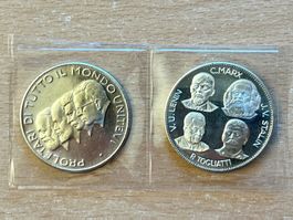 2 Medaillen UdSSR – Lenin, Marx, Stalin, Togliatt Russland