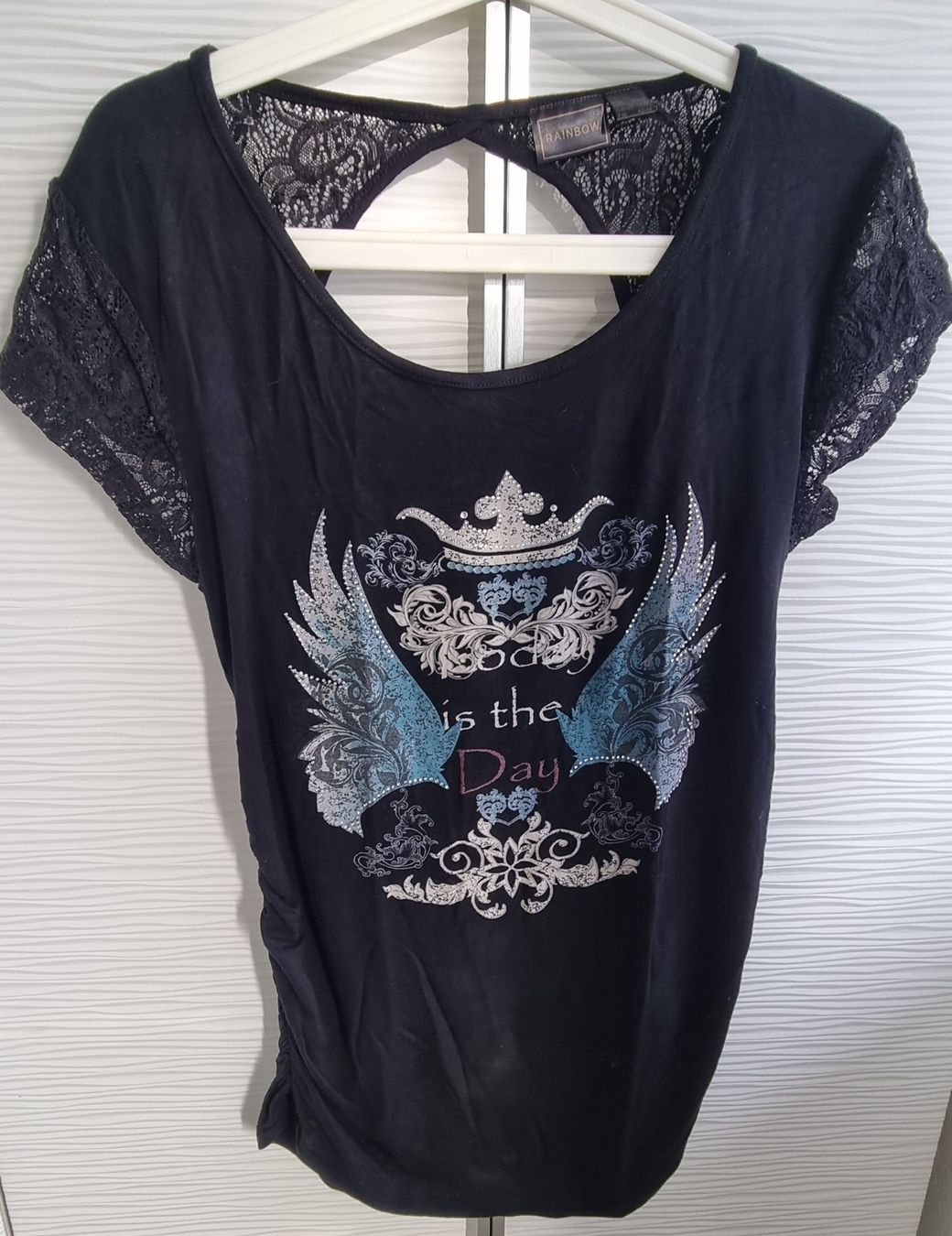 Rainbow Top: RAINBOW Oberteil mit Spitze und Print gr.40/42 – Nuovo (secondo la descrizione) da Grossdietwil venduto da GNOM313