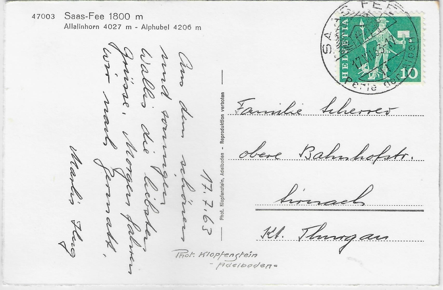 Cartoline postali: Saas-Fee - Dorfpartie – Antico da Ettingen venduto da Kartenplanet 1